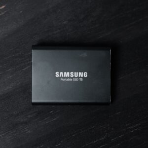 black box on black wooden table